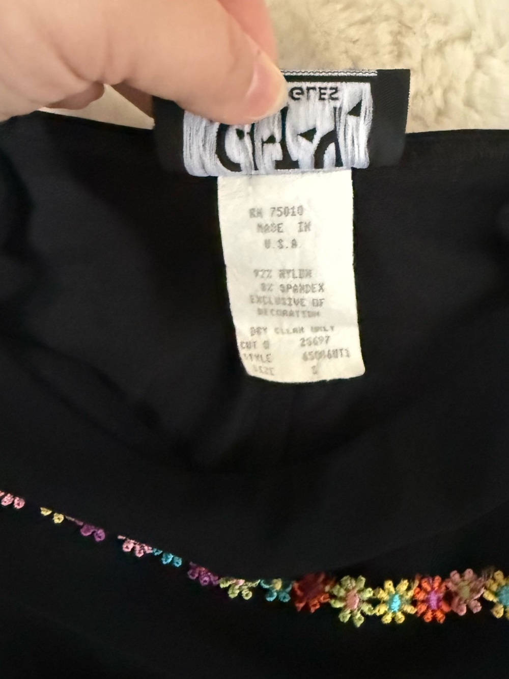 City Triangles Vintage Y2K Slinky Black Mini Dress Floral Detail Small - Picture 6 of 7